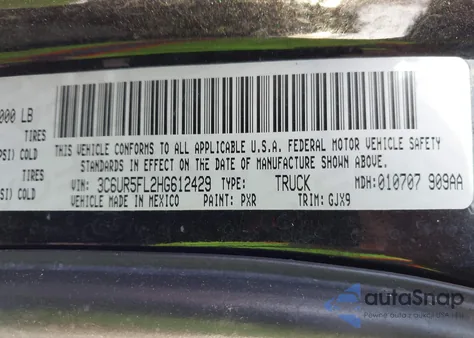 2017 Ram 2500 Laramie 4X4 6'4 Box from USA, damaged, VIN 3C6UR5FL2HG612429